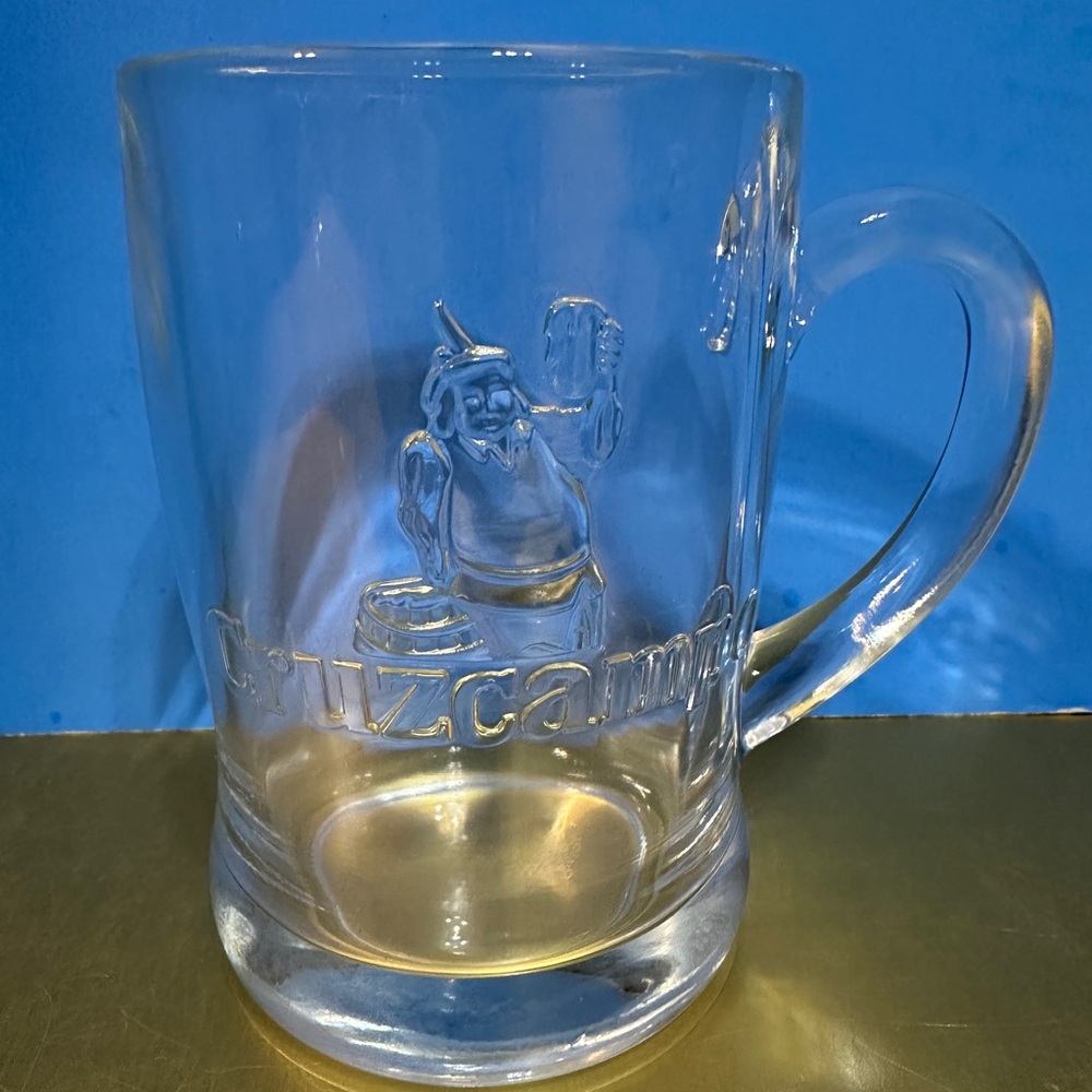 Cervezacamp Spanish Beer Brand Embossed Logo Clear Glass Beer Mug Stein